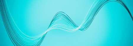 Abstract blue background with dynamic 3d lines. blue and white lines on a blue background. geometric background, copy space.の写真素材