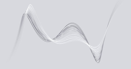 Abstract light gray background with dynamic 3d lines. white and gray lines on a gray background....