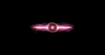Abstract technology purple sphere background made of animated lines and dots, particles.  FUI...