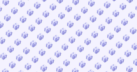 pattern of gift boxes, lilac 17-3938 Very Peri boxes on a White background, 3D image seamless...
