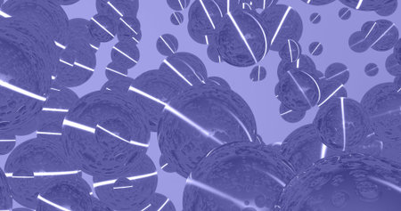 Abstract lilac 17-3938 Very Peri background with dynamic 3d spheres. balls of lilac color. Modern...