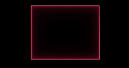 Fiery red rectangle on a black background. Abstract rectangle, sun flame frame. Gradually, a burning square of fire appeared and a constant burning in a rectangle.の写真素材