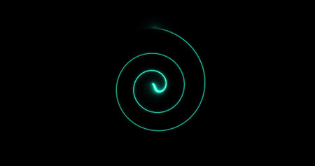 blue cyan aquamarine figure made of lines and dots, geometric element for motion design. Abstract tech, blend mode, isolated symbol on black background.の写真素材