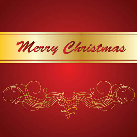 Vector Christmas card. Golden letters on red backgroundのイラスト素材