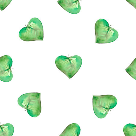 Green leaves of petunia seamless pattern on color background