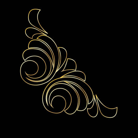 Vector hand-painted vintage baroque ornament. Retro pattern antique style acanthusのイラスト素材