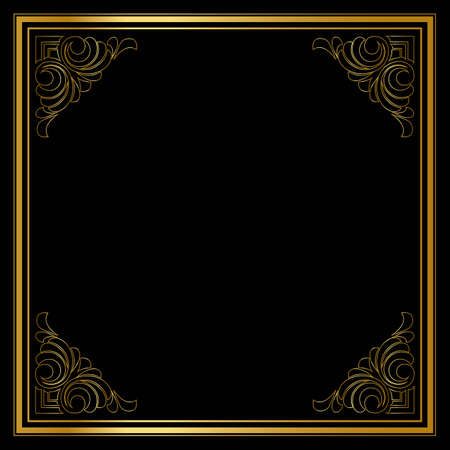 Vector trendy design template for wedding or birthday invitation, brochure, poster or business card. Geometric  gold pattern.Vintage retro golden frame in Art Deco style.のイラスト素材