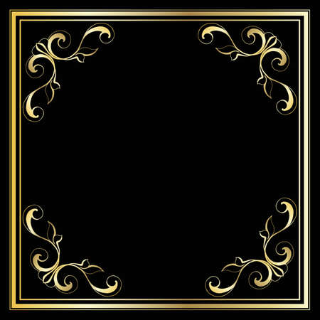 Vector trendy design template for wedding or birthday invitation, brochure, poster or business card. Geometric  gold pattern.Vintage retro golden frame in Art Deco style.のイラスト素材