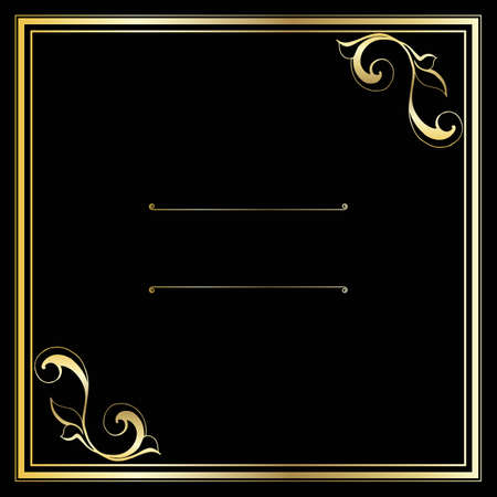 Vector trendy design template for wedding or birthday invitation, brochure, poster or business card. Geometric  gold pattern.Vintage retro golden frame in Art Deco style.のイラスト素材
