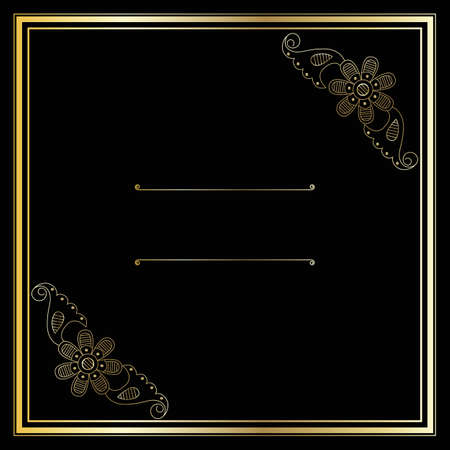 Vector trendy design template for wedding or birthday invitation, brochure, poster or business card. Geometric  gold pattern.Vintage retro golden frame in Art Deco style.のイラスト素材