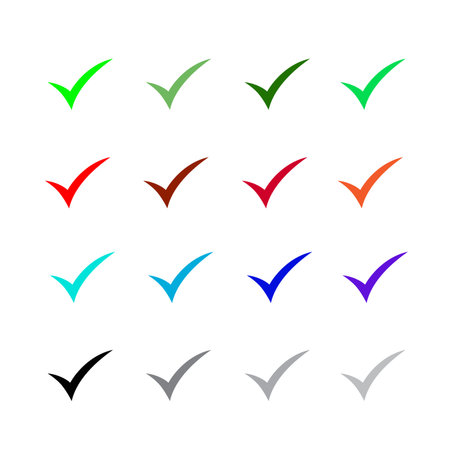 Set of Checkmark icons, isolated on white background