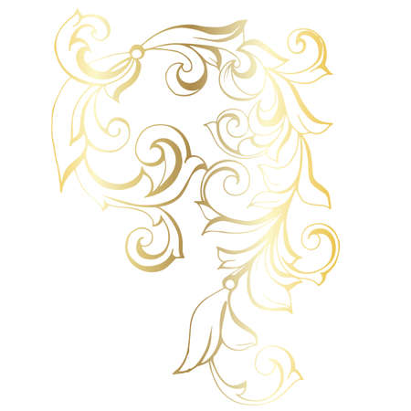 Vector set of hand-painted vintage baroque ornament. Retro pattern antique style acanthusのイラスト素材