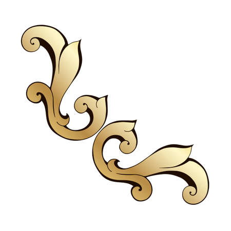 Vector set of hand-painted vintage baroque ornament. Retro pattern antique style acanthusのイラスト素材