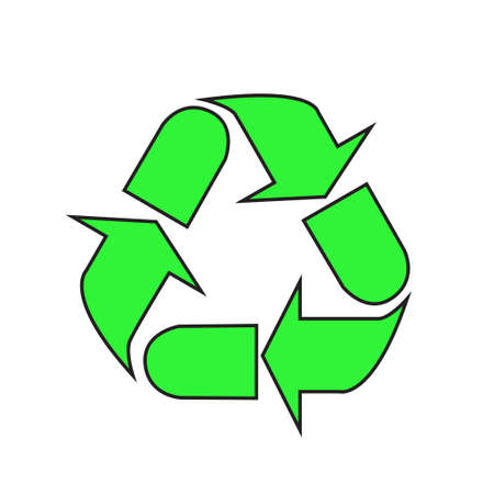 The universal recycling symbol. International symbol used on packaging to remind people to dispose of it in a bin instead of littering. Icon isolated on white background. Vector illustration.のイラスト素材