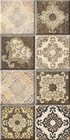 Colorful ceramic wall tiles decoration. Digital tiles design.の写真素材