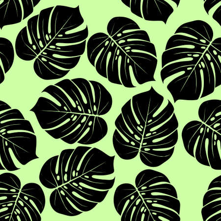 Tropical summer seamless pattern. Tropical  tropical leaves at Animal leopard background. Vector illustrationのイラスト素材