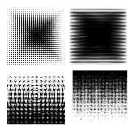 Vector collection of ink monochrome halftone squares shapesのイラスト素材