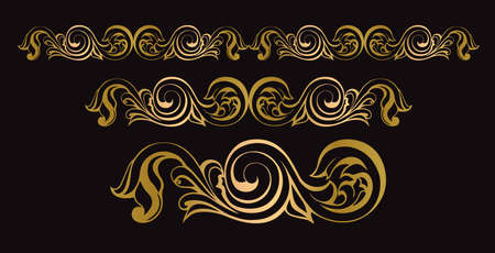 Vector damask vintage baroque scroll ornament swirl. Victorian monogram heraldic shield swirl. Retro floral leaf pattern border foliage antique acanthus calligraphy engraved tattoo. Tile decor elementのイラスト素材