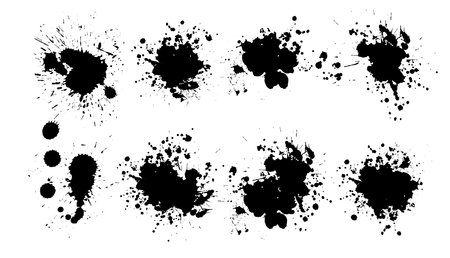 Black ink splashes. Grunge splatters. Abstract background. Grunge text banners. Vector illustrationのイラスト素材