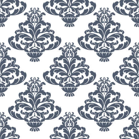 Vector damask vintage baroque scroll seamless ornament swirl. Victorian monogram heraldic shield swirl. Retro floral leaf pattern border foliage antique acanthus calligraphy engraved tattoo. Tile. Vector illustrationのイラスト素材