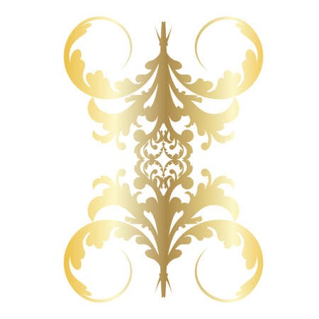 Vector damask vintage baroque scroll ornament swirl. Victorian monogram heraldic shield swirl. Retro floral leaf pattern border foliage antique acanthus calligraphy engraved tattoo. Tile decor element. Vector illustrationのイラスト素材