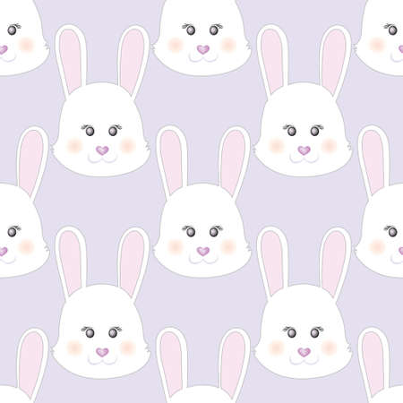 Cute little Easter bunny face. Vector cartoon illustration. Seamless pattern. vector illustrationのイラスト素材