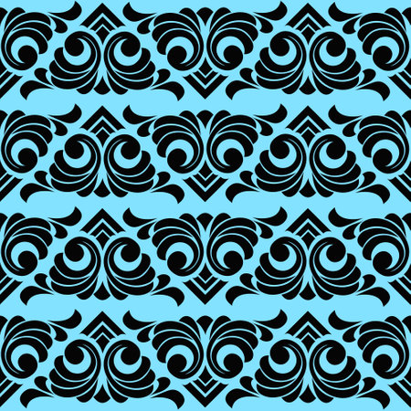 Vector damask vintage baroque scroll ornament swirl. Victorian monogram heraldic shield swirl. Retro floral leaf pattern border foliage antique acanthus calligraphy engraved tattoo. seamless patternのイラスト素材