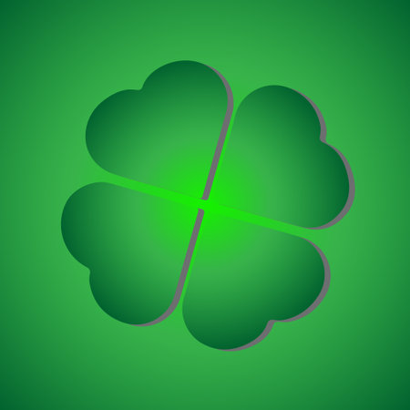 Green Shamrock clover vector icon. St Patrick day symbol, leprechaun leaf sign. Shamrock clover isolated, flat decorative element. illustration.のイラスト素材