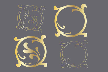 Vector damask vintage baroque scroll ornament swirl. Victorian monogram heraldic shield swirl. Retro floral leaf pattern border foliage antique acanthus calligraphy engraved tattoo.Tile decor elementのイラスト素材