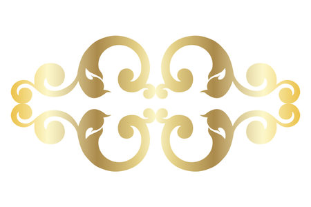 Vector damask vintage baroque scroll ornament swirl. Victorian monogram heraldic shield swirl. Retro floral leaf pattern border foliage antique acanthus calligraphy engraved tattoo.Tile decor element. Vector illustrationのイラスト素材