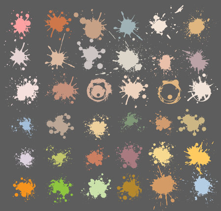 Color ink splashes. Warm color palette. Grunge splatters. abstract background. Grunge text banners. vector illustrationのイラスト素材