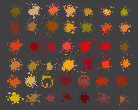 Color ink splashes. Warm color palette. Grunge splatters. abstract background. Grunge text banners. vector illustrationのイラスト素材