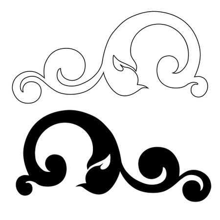 Vector damask vintage baroque scroll ornament swirl. Victorian monogram heraldic shield swirl. Retro floral leaf pattern border foliage antique acanthus calligraphy engraved tattoo.Tile decor element. vector illustrationのイラスト素材