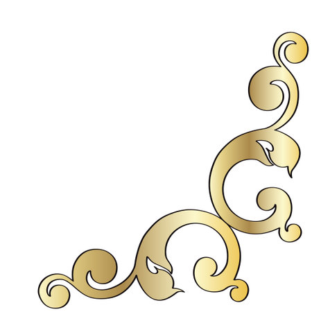 Vector damask vintage baroque scroll ornament swirl. Victorian monogram heraldic shield swirl. Retro floral leaf pattern border foliage antique acanthus calligraphy engraved tattoo.Tile decor element. vector illustrationのイラスト素材