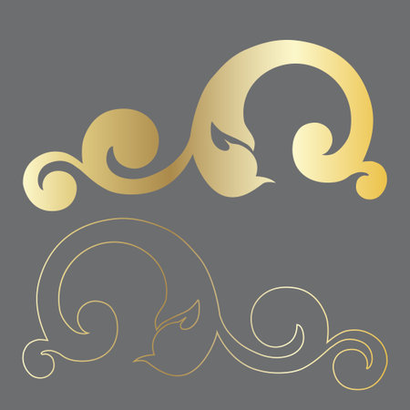 Vector damask vintage baroque scroll ornament swirl. Victorian monogram heraldic shield swirl. Retro floral leaf pattern border foliage antique acanthus calligraphy engraved tattoo.Tile decor element. vector illustrationのイラスト素材