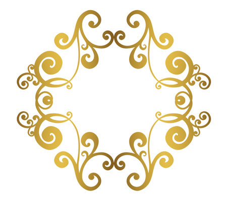 Vector damask vintage baroque scroll ornament swirl. Victorian monogram heraldic shield swirl. Retro floral leaf pattern border foliage antique acanthus calligraphy engraved tattoo.Tile decor element. vector illustrationのイラスト素材