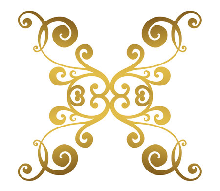 Vector damask vintage baroque scroll ornament swirl. Victorian monogram heraldic shield swirl. Retro floral leaf pattern border foliage antique acanthus calligraphy engraved tattoo.Tile decor element. vector illustrationのイラスト素材