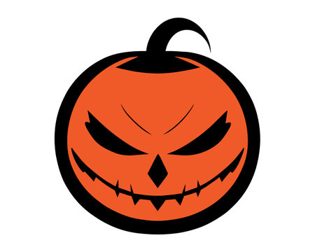 Vector Halloween symbol, scary pumpkin face with evil smile. Jack o lantern icon. vector illustrationのイラスト素材