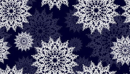 Winter seamless pattern. Vector Christmas card. Snowflakes background.のイラスト素材