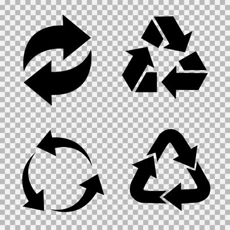 Arrows flat vector icons set. Recycling flat vector icons set.のイラスト素材