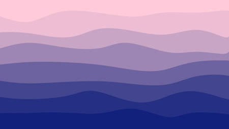 Abstract layered background with smooth wavy lines in blue ocean gradient tones. Calm modern design for wallpaper, banner, or textile.のイラスト素材