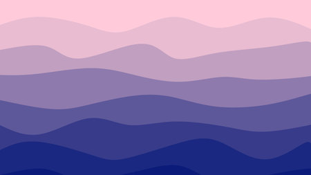 Abstract layered background with smooth wavy lines in blue ocean gradient tones. Calm modern design for wallpaper, banner, or textile.のイラスト素材