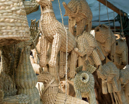 Animal figures made of wickerの写真素材