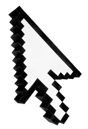 Computer Arrow made in papercraft over white backgroundの写真素材