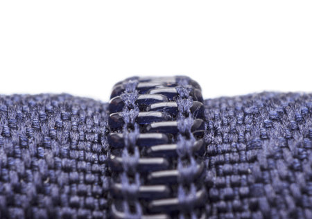 Purple zipper over white background