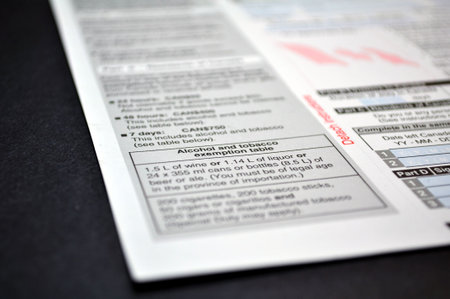 Canadian Customs declaration card, alcohol and tobacco exemptions.