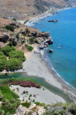 View of Preveli Beach in Southern Crete, Greece.の写真素材