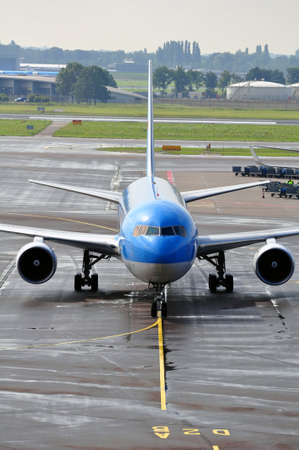 Air transportation: passenger airliner on the ramp.の写真素材