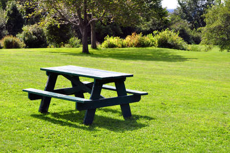 Picnic table at parkの写真素材