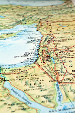 Middle East map with focus on the Israel Lebanon area.の写真素材
